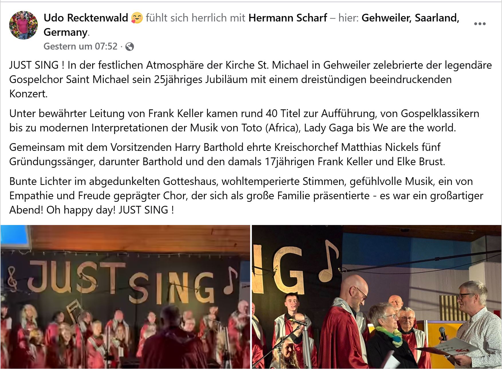 Ein Beitrag unseres Schirmherrn Herrn Udo Recktenwald